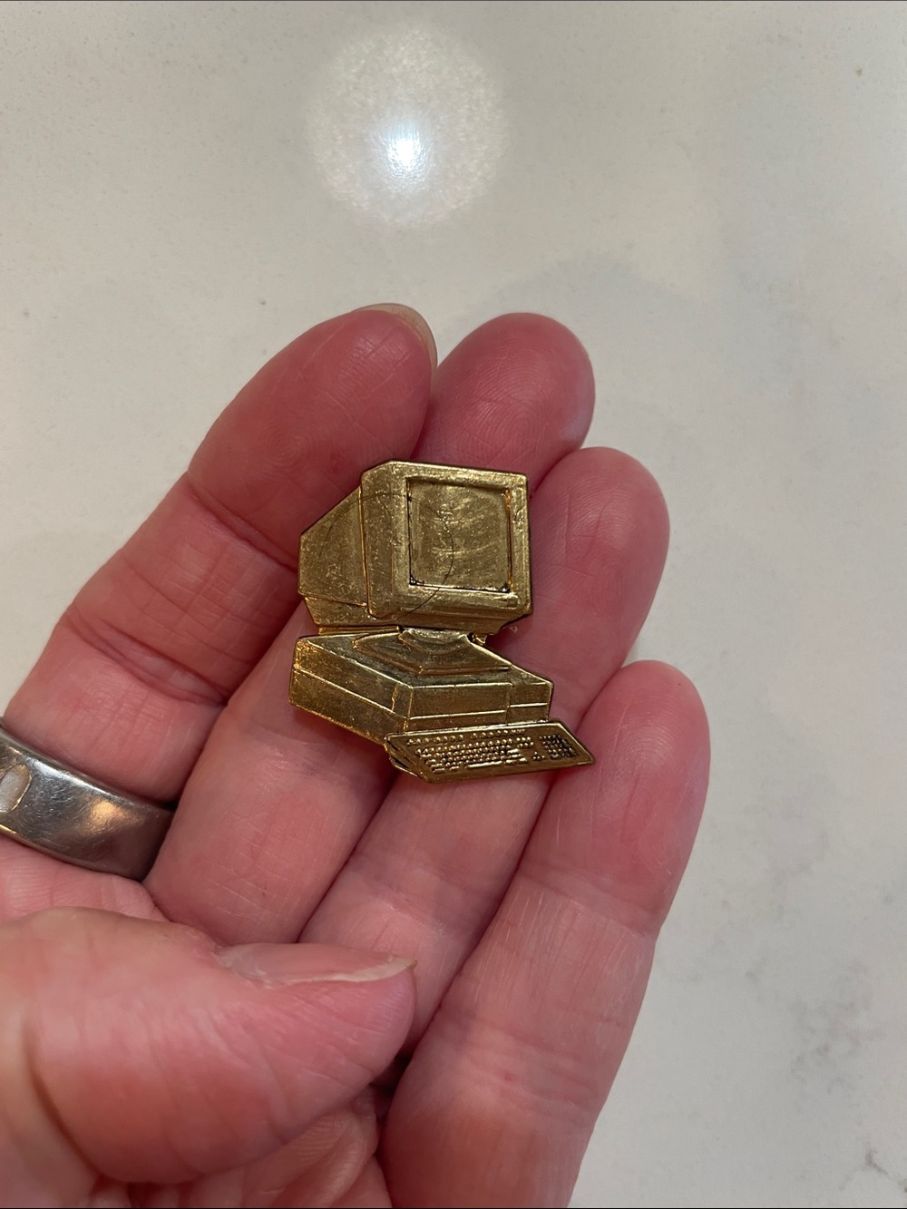 1980's Vintage Computer Pin - Classic Desktop Brooch